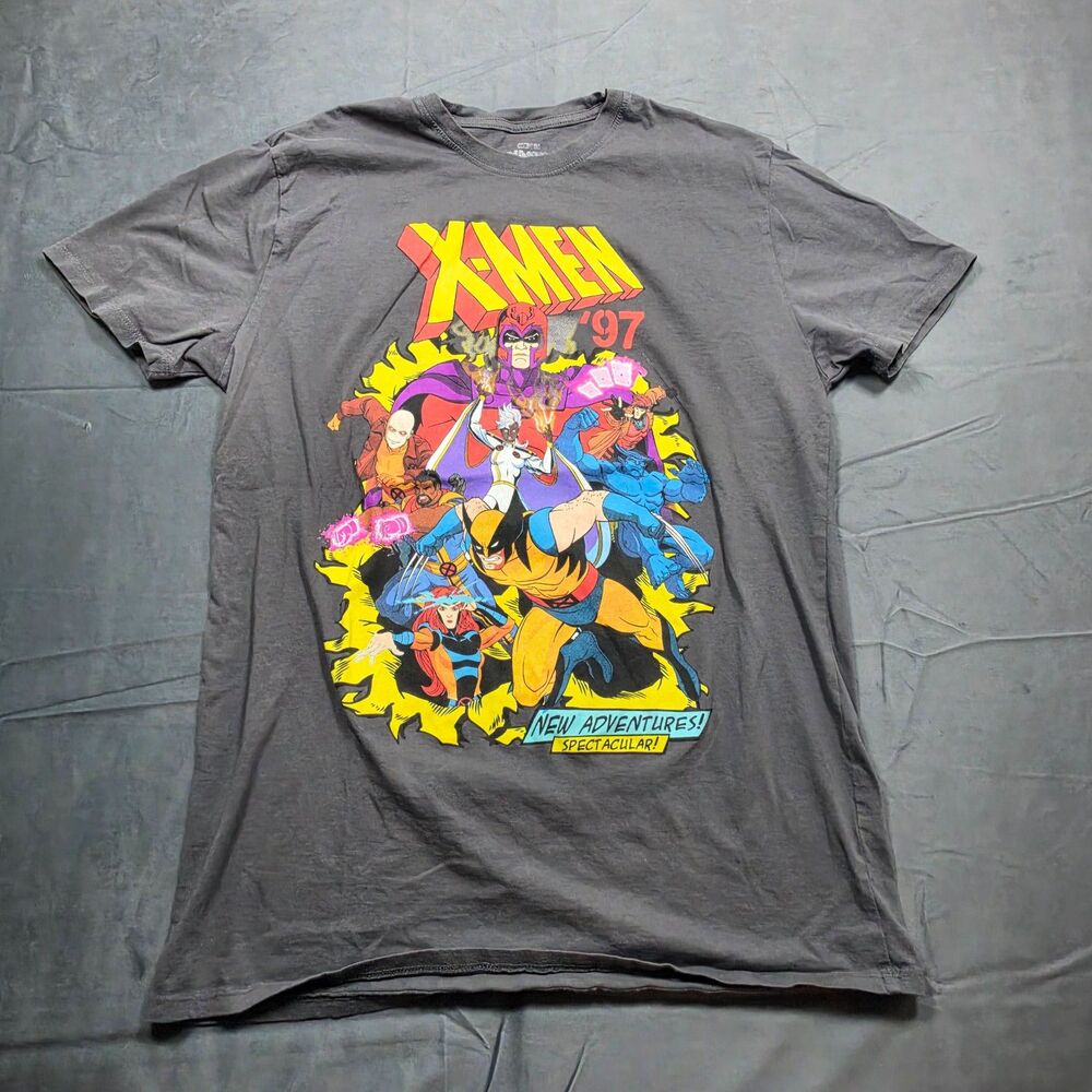Marvel X-Men β97 Graphic T-Shirt Menβs Large Gray Wolverine Magneto Comic Tee